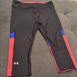 Under Armour Black Leggings with Pink and Blue Accents